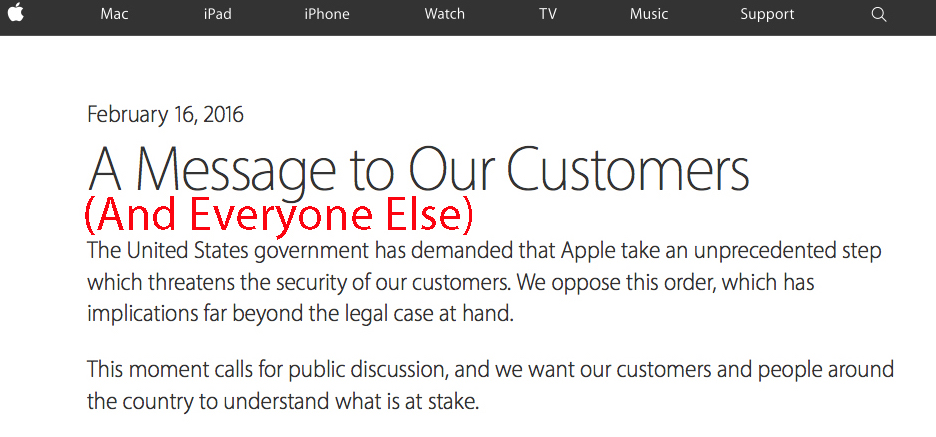 We added the red... this is a message to everyone, not just Apple's customers. BUT, it was smart of Apple to position it otherwise.